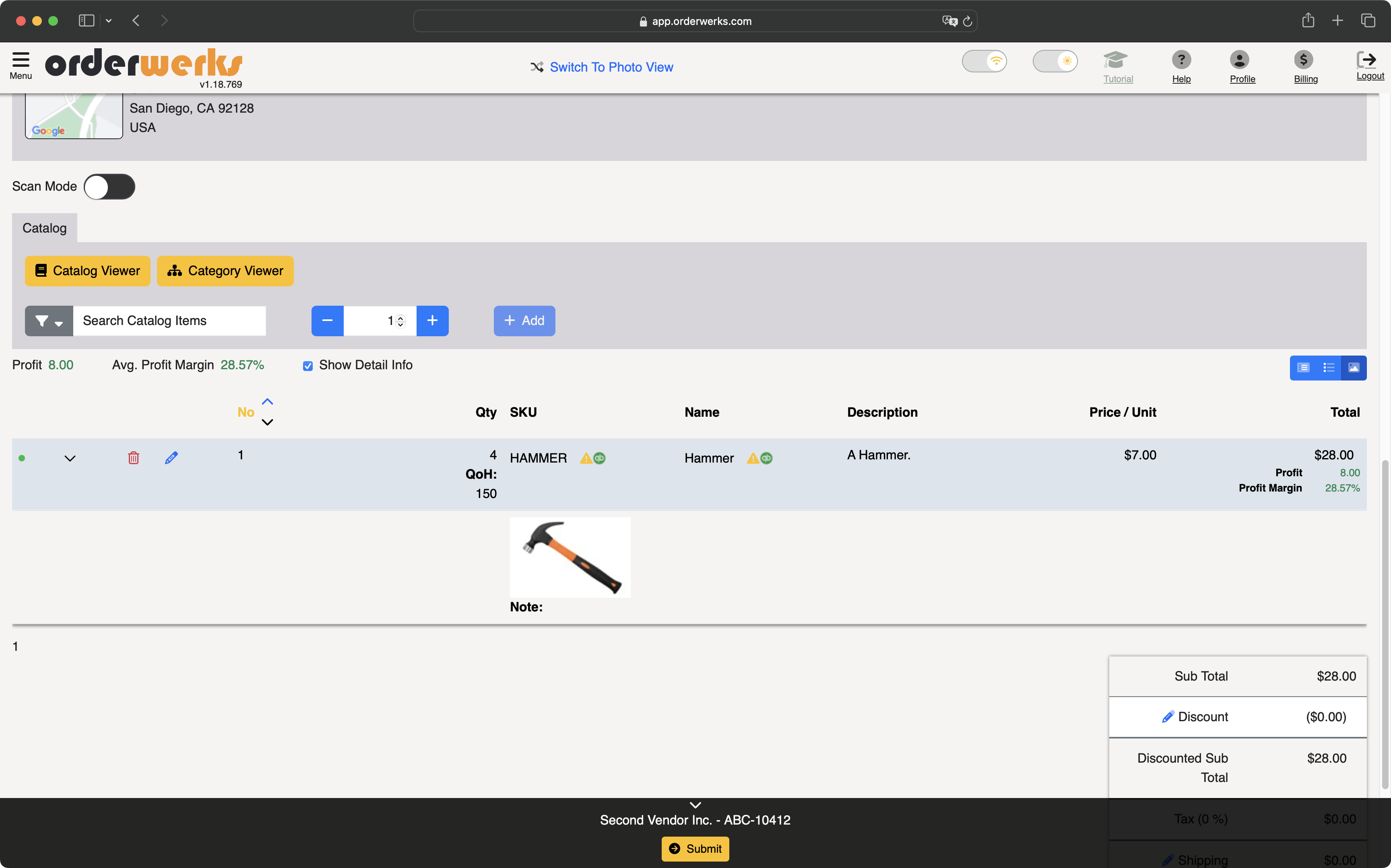 Order Entry - Line Item Mode