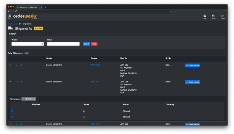 Shipment Management