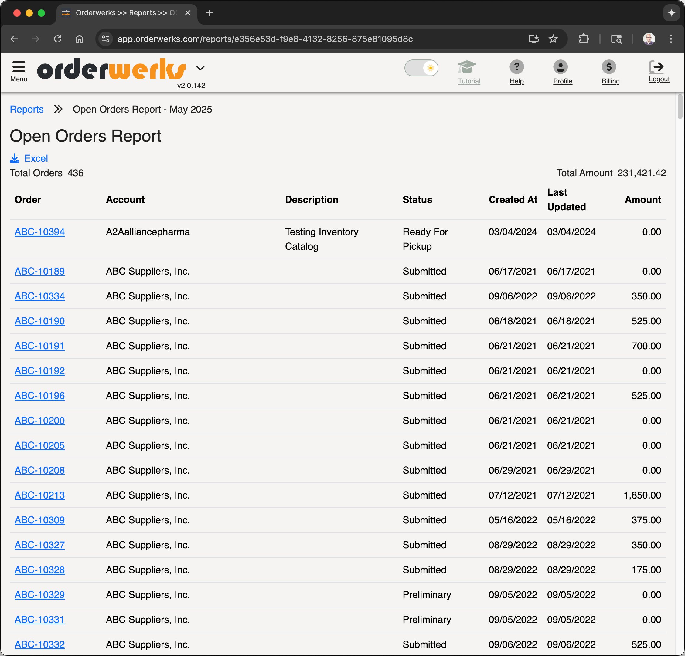 Open Orders Report