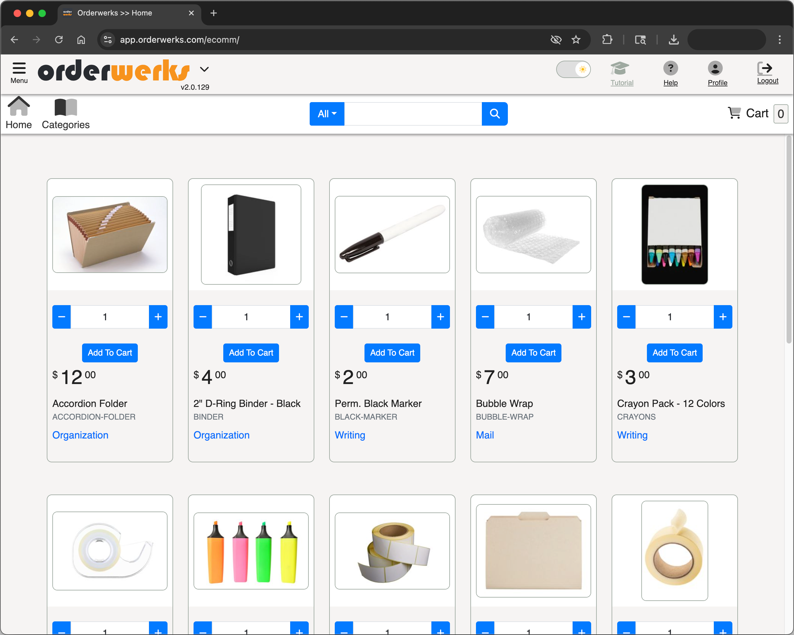 B2B ordering portal for wholesale distributors showing product catalog and customer-specific pricing