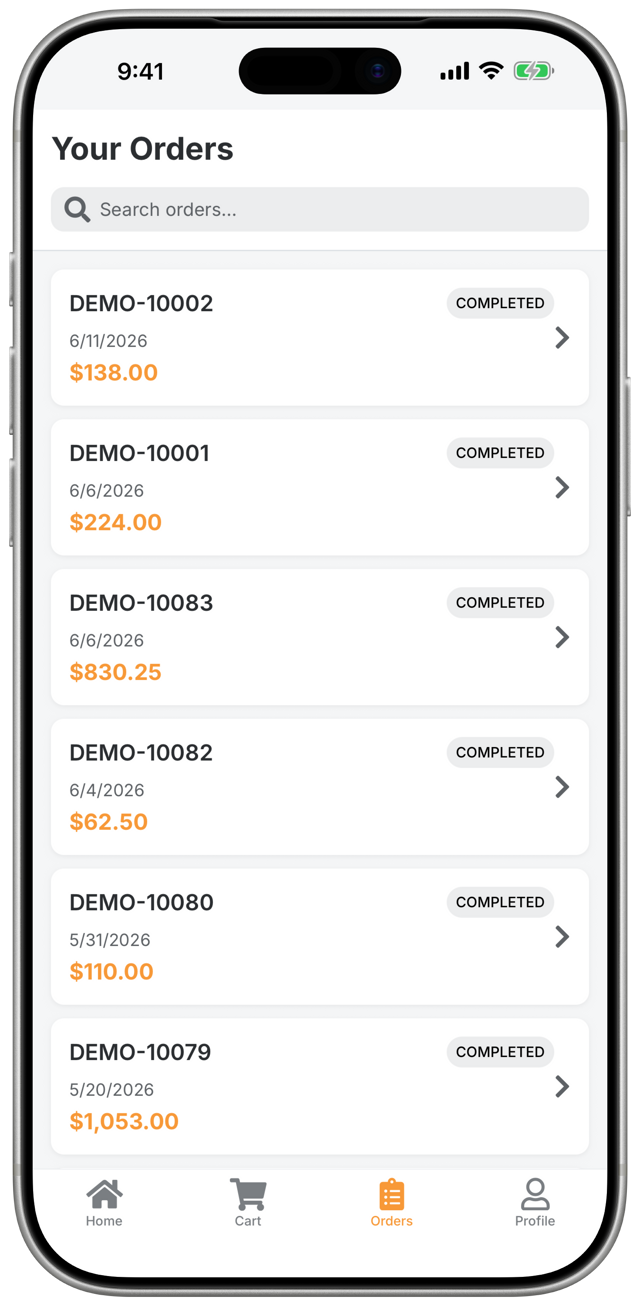 Orderwerks Online order history